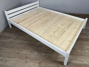 Кровать Классика сосновая сплошное основание 140х190 белого цвета