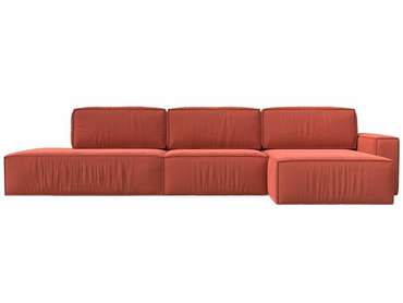 Угловой диван-кровать Прага модерн лонг кораллового цвета правый угол