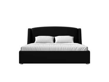 Кровать Лотос 180х200 черного цвета с подъемным механизмом (экокожа)