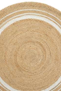 Ковер Vime Hali 120x120 из натурального джута бело-бежевого цвета