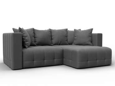 Угловой диван-кровать Лига-052 серого цвета (замша)