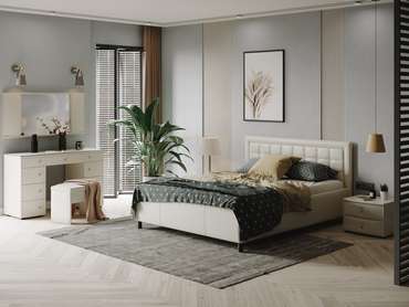 Кровать Como Veda 2 160х190 белого цвета (экокожа)