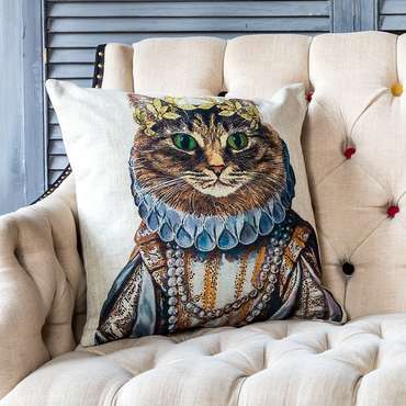 Декоративная подушка Мисс Кошка с чехлом из полиэстера