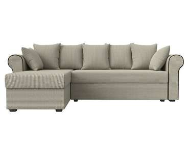 Угловой диван-кровать Рейн серо-бежевого цвета левый угол
