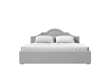 Кровать Афина 200х200 белого цвета с подъемным механизмом (экокожа)