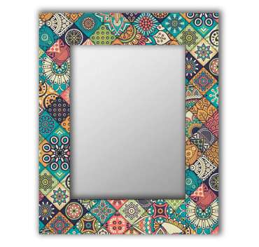 Настенное зеркало Арабская плитка 50х65 голубого цвета