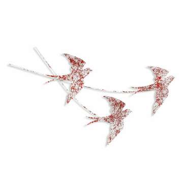 Настенный декор ручной работы Стриж 42х70 из металла бело-розового цвета
