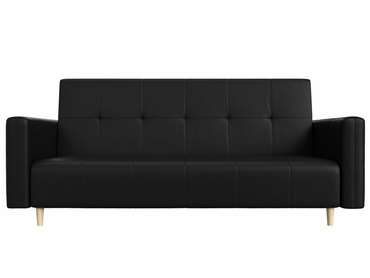 Прямой диван-кровать Вест черного цвета (экокожа)