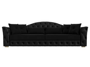 Прямой диван-кровать Артис черного цвета (экокожа/вельвет)
