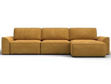 Угловой диван-кровать Лига-048 лонг желтого цвета