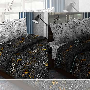 КПБ 'Insight' 1,5 спальный, поплин, 100% хлопок, пл. 118 гр./кв.м., 'Акулы'