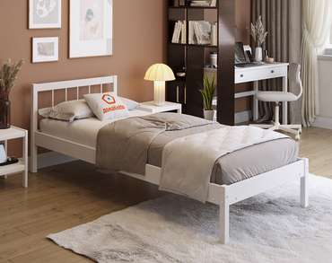 Кровать Мечта-4 90х190 белого цвета без подъемного механизма