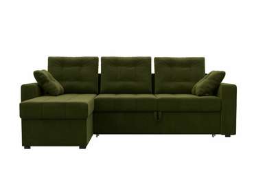 Угловой диван-кровать Камелот зеленого цвета левый угол