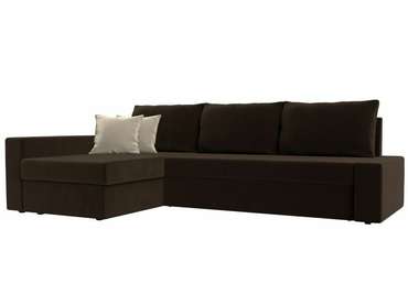 Угловой диван-кровать Версаль коричневого цвета левый угол