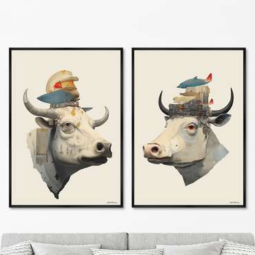 Набор из двух репродукций картин Cow dreams, 2024г.