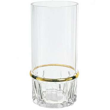 Прозрачная стеклянная ваза с кольцом золотого цвета