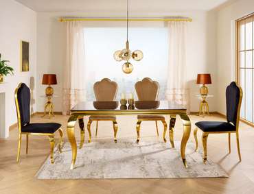 Стол обеденный Prince 150 черно-золотого цвета