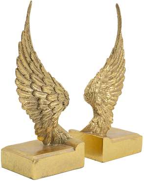 Набор из двух держателей для книг Крылья золотого цвета
