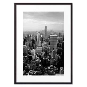 Постер в рамке Панорама Нью-Йорка ЧБ 21х30 см