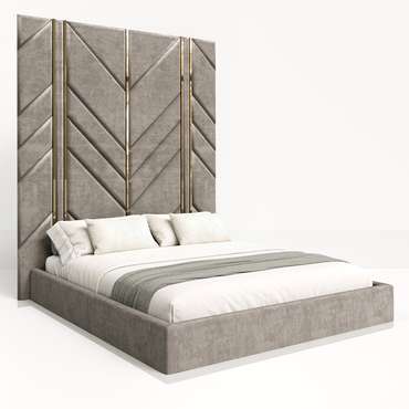 Кровать Гарда 160х200 светло-серого цвета с мягкими панелями и подъемным механизмом
