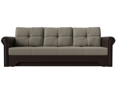 Прямой диван-кровать Европа серо-коричневого цвета (ткань/экокожа)