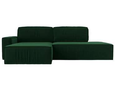 Угловой диван-кровать Прага модерн темно-зеленого цвета левый угол