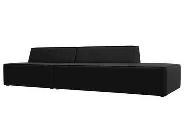 Прямой модульный диван Монс Модерн черного цвета (экокожа) правый