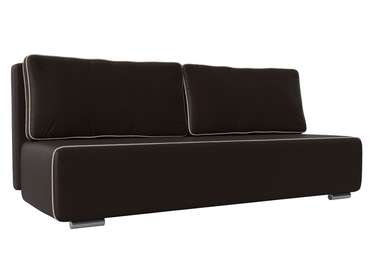 Прямой диван-кровать Уно коричневого цвета (экокожа)