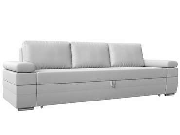 Прямой диван-кровать Канкун белого цвета (экокожа)