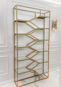 Стеллаж "Aurora" золото с прозрачным стеклом (2000х900х300)