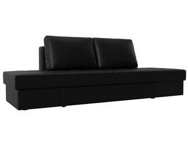 Прямой диван трансформер Сплит черного цвета (экокожа)