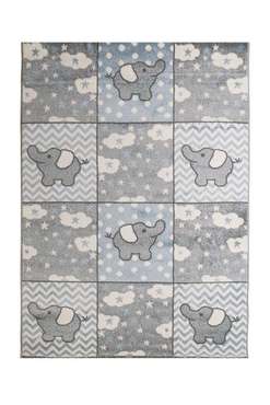 Ковер детский Kids Elephants 80х150 серо-голубого цвета