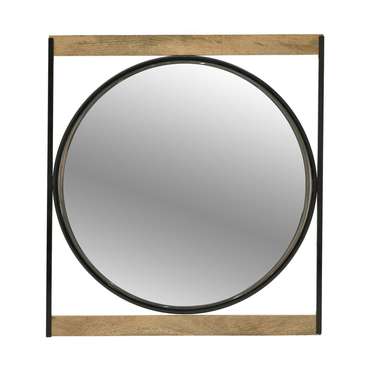 Настенное зеркало 65х70 в раме черно-бежевого цвета