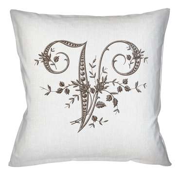Декоративная подушка Азбука мечты буква V белого цвета