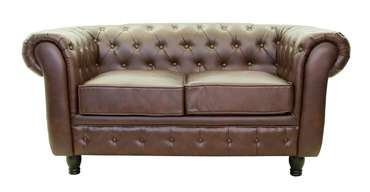 Кожаный диван Chesterfield коричневого цвета