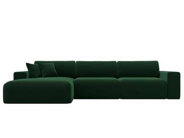 Угловой диван-кровать Лига 036 Классик Лонг темно-зеленого цвета левый угол