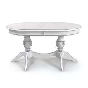 Раздвижной обеденный стол Йорк белого цвета с серебряной патиной