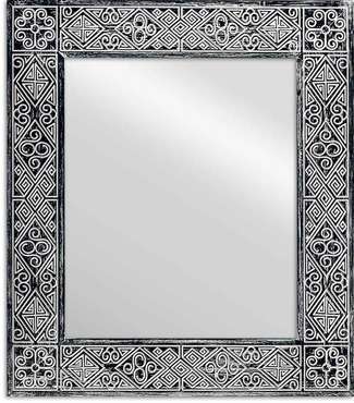 Настенное зеркало Papua Black 70x82 в раме из массива сосны