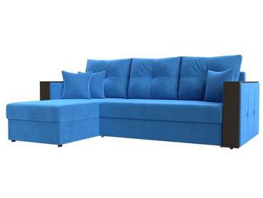 Угловой диван-кровать Валенсия голубого цвета левый угол