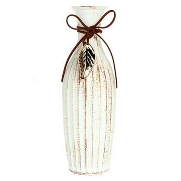 Стеклянная ваза белого цвета с декоративным шнурком