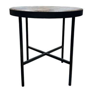 Стол журнальный МеталлАрт М011 коричнево-черного цвета