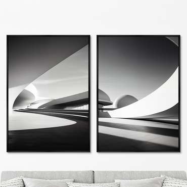 Набор из двух репродукций картин Architecture, curves of large arches, 2024г.