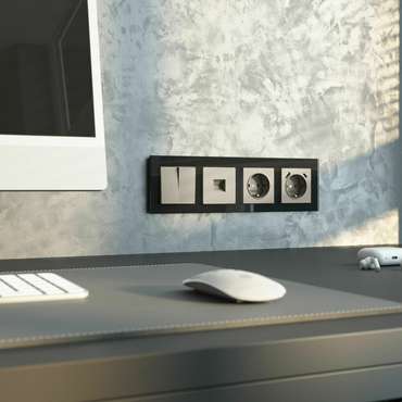W1271704/ Розетка с заземлением, шторками и USB тип A+C (дымчатый) W1271704 Встраиваемые механизмы дымчатый