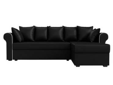 Угловой диван-кровать Рейн черного цвета (экокож) правый угол