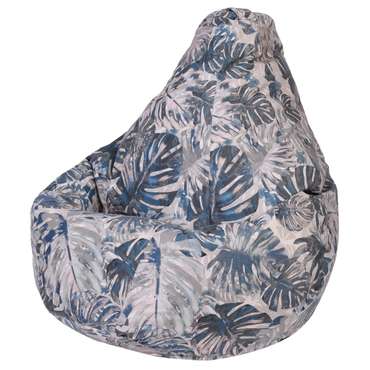 Кресло-мешок Груша 2XL Джангл Лайт бежево-синего цвета