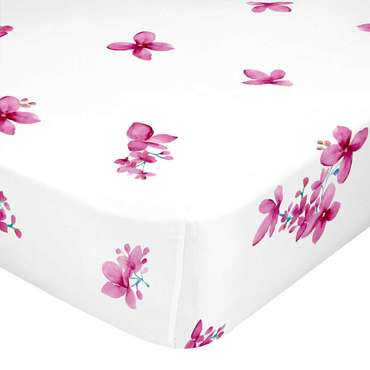 Простынь нижняя Cassia 160x200 бело-розового цвета