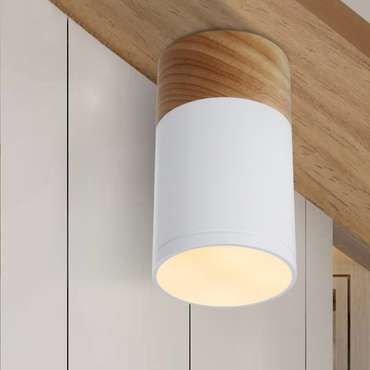 Потолочный светильник Wood бело-коричневого цвета