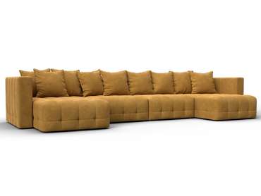 Угловой диван-кровать Лига-052 Лонг желтого цвета