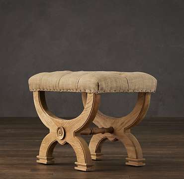Табурет Neoclassical Rondelle Tufted Burlap