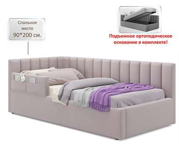 Кровать Milena 90х200 лилового цвета с подъемным механизмом